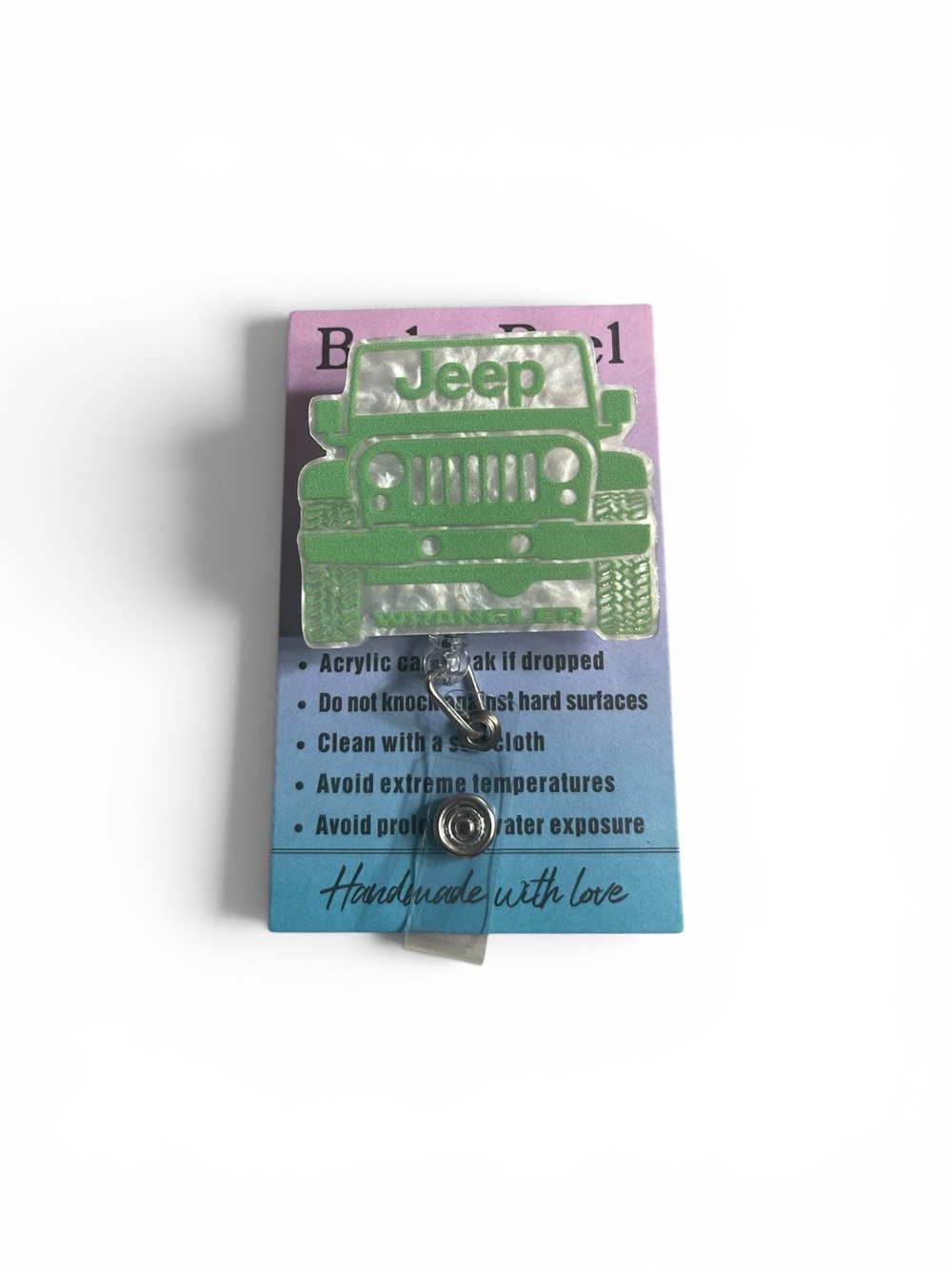 Jeep Green and Pearlescent White Acrylic Badge Reel